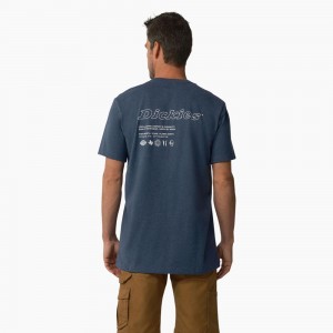 Blue Dickies United By Work Graphic Pocket Men's T-Shirt | 125-ANCXEO