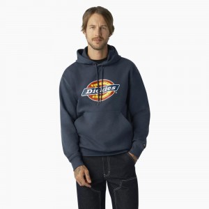 Blue Dickies Water Repellent Logo Men's Hoodie | 784-GHJAZO