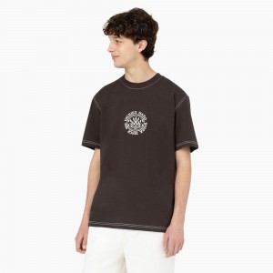 Brown Dickies Beavertown Short Sleeve Men's T-Shirt | 742-LDFOAR