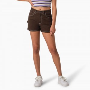 Brown Dickies Carpenter Women's Shorts | 094-VOYNSZ