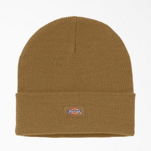 Brown Dickies Cuffed Knit Women's Beanie | 469-GXEUYB