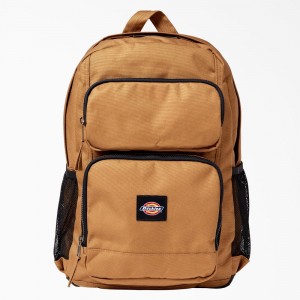 Brown Dickies Double Pocket Men's Backpack | 621-QPEHNM