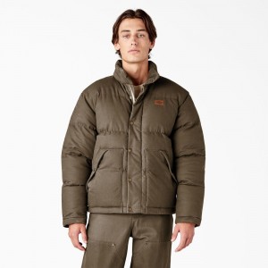 Brown Dickies Lucas Fully Waxed Puffer Men's Jacket | 863-UGKCRY