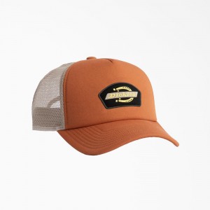 Brown Dickies Mid Pro Foam Trucker Men's Hat | 381-ZUSXMH