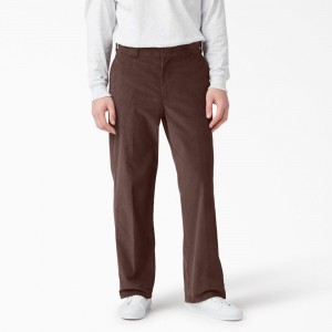 Brown Dickies Regular Fit Corduroy Men's Pants | 169-BELTMO