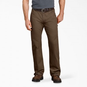 Brown Dickies Relaxed Fit Duck Carpenter Men's Pants | 731-EGDRAQ