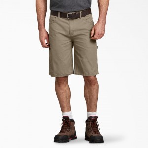 Brown Dickies Relaxed Fit Duck Carpenter Men's Shorts | 034-EWXCFA