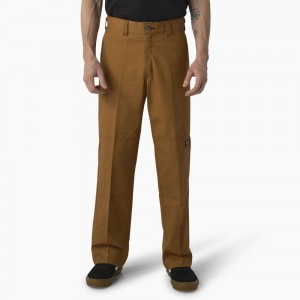 Brown Dickies Skateboarding Regular Fit Double Knee Men's Pants | 460-PYAWOK