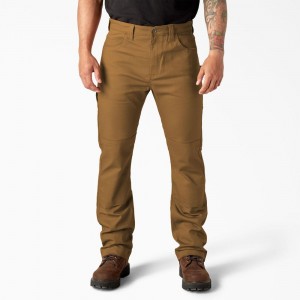 Brown Dickies Slim Fit Duck Canvas Double Knee Men's Pants | 163-OCTQGV