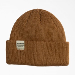 Brown Dickies Thick Knit Men's Beanie | 564-RAGXTC