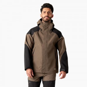 Brown Dickies Waterproof Shell Men's Jacket | 795-MXJWFL