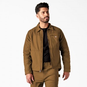 Brown Dickies Waxed Canvas Service Men's Jacket | 068-WZXYCM