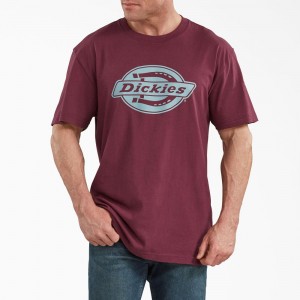 Burgundy Dickies Short Sleeve Relaxed Fit Graphic Men's T-Shirt | 438-VTDGCS