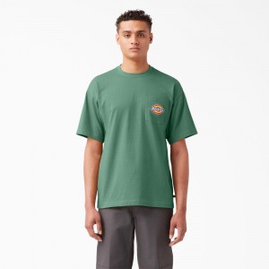 Green Dickies Chest Logo Pocket Men's T-Shirt | 309-TPRIGB