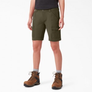 Green Dickies Cooling Slim Fit Cargo Women's Shorts | 932-UXYAPF