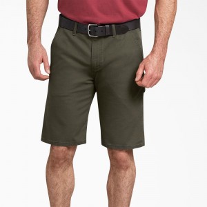 Green Dickies FLEX Regular Fit Duck Carpenter Men's Shorts | 103-WTREDU