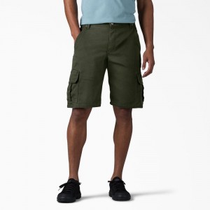 Green Dickies FLEX Relaxed Fit Duck Cargo Men's Shorts | 513-YEAUKG