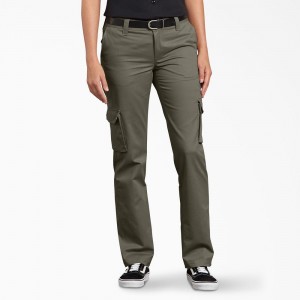 Green Dickies FLEX Relaxed Fit Women's Cargo Pants | 298-SCYBKM