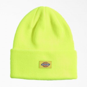 Green Dickies Neon Cuffed Women's Beanie | 358-NKRIZS