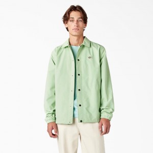 Green Dickies Oakport Coaches Men's Jacket | 317-MHTCQN