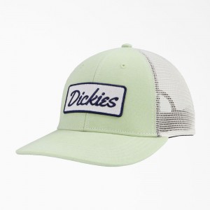 Green Dickies Patch Logo Trucker Women's Cap | 479-AOBEZX