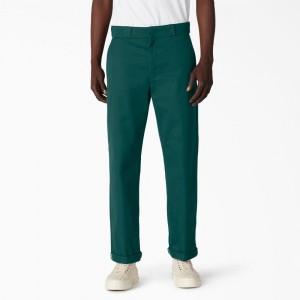 Green Dickies Regular Fit Cuffed Men's Work Pants | 145-ZFDQEU