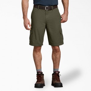 Green Dickies Relaxed Fit Ripstop Cargo Men's Shorts | 093-CIJDKY