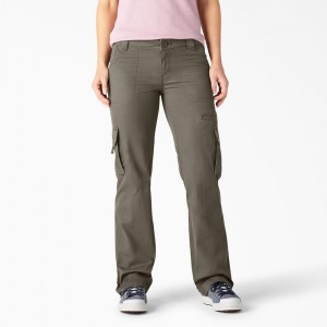 Green Dickies Relaxed Fit Straight Leg Women's Cargo Pants | 469-CQTKDR