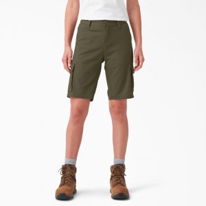 Green Dickies Ripstop Cargo Women's Shorts | 876-LYPFVJ