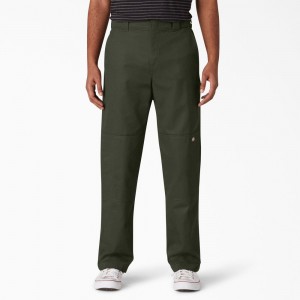 Green Dickies Slim Straight Fit Double Knee Men's Pants | 031-RSACVJ