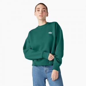 Green Dickies Summerdale Women's Sweatshirt | 261-HMENTC