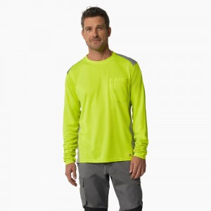 Green Dickies Temp-iQ® 365 Long Sleeve Pocket Men's T-Shirt | 145-HZEMCN