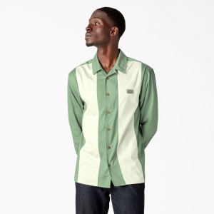 Green Dickies Westover Long Sleeve Men's Shirt | 206-KFCABE