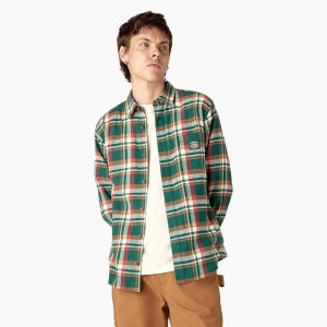 Green Dickies x Jameson Flannel Men's Shirt | 750-EZYRVN