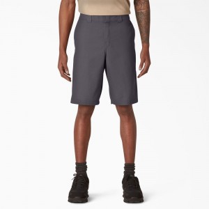 Grey Dickies Cooling Active Waist Men's Shorts | 603-OCQWBA