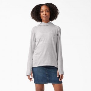 Grey Dickies Cooling Performance Sun Women's Hoodie | 641-GFHPEV