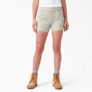 Grey Dickies Cooling Relaxed Fit Pull-On Women's Shorts | 829-UABTZC