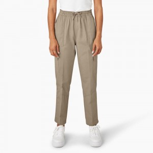 Grey Dickies Drawstring Women's Cargo Pants | 512-XYZWDE