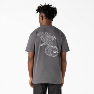 Grey Dickies Eagle Barrel Heavyweight Men's T-Shirt | 941-ARZMPW