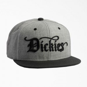 Grey Dickies Embroidered Flat Brim Men's Hat | 865-YZEQLO