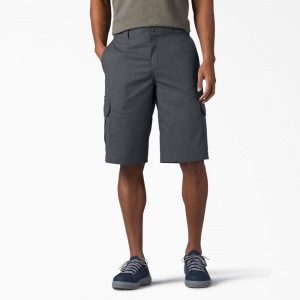 Grey Dickies FLEX Relaxed Fit Cargo Men's Shorts | 146-NWTZHP