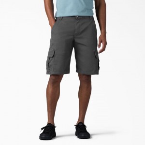 Grey Dickies FLEX Relaxed Fit Duck Cargo Men's Shorts | 945-OLPZYF