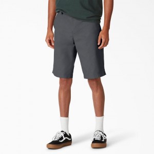 Grey Dickies FLEX Skateboarding Slim Fit Men's Shorts | 357-VRULBN