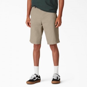 Grey Dickies FLEX Skateboarding Slim Fit Men's Shorts | 980-WKRVUP