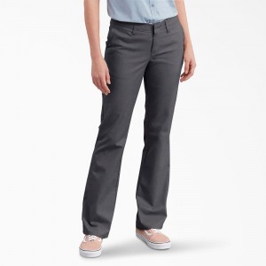 Grey Dickies FLEX Slim Fit Bootcut Women's Pants | 180-CYERTD