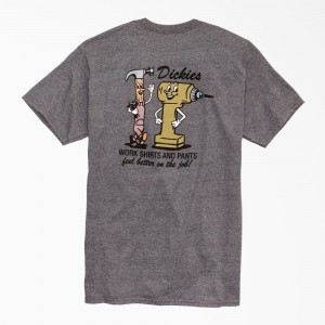 Grey Dickies Feel Better On The Job Graphic Men's T-Shirt | 875-BZKOXA