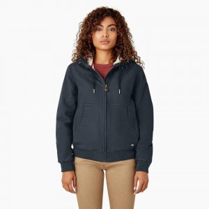 Grey Dickies Fleece Lined Duck Canvas Women's Jacket | 716-SCTNPZ