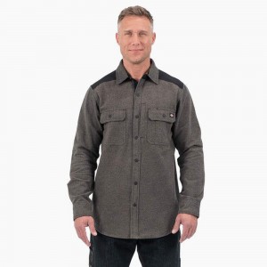 Grey Dickies Heavyweight Brawny Flannel Men's Shirt | 149-YKIEGL