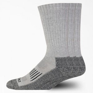 Grey Dickies Heavyweight Crew 3-Pack Men's Socks | 503-PNIYVU