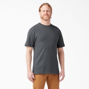 Grey Dickies Lightweight Short Sleeve Pocket Men's T-Shirt | 802-UZFRKB